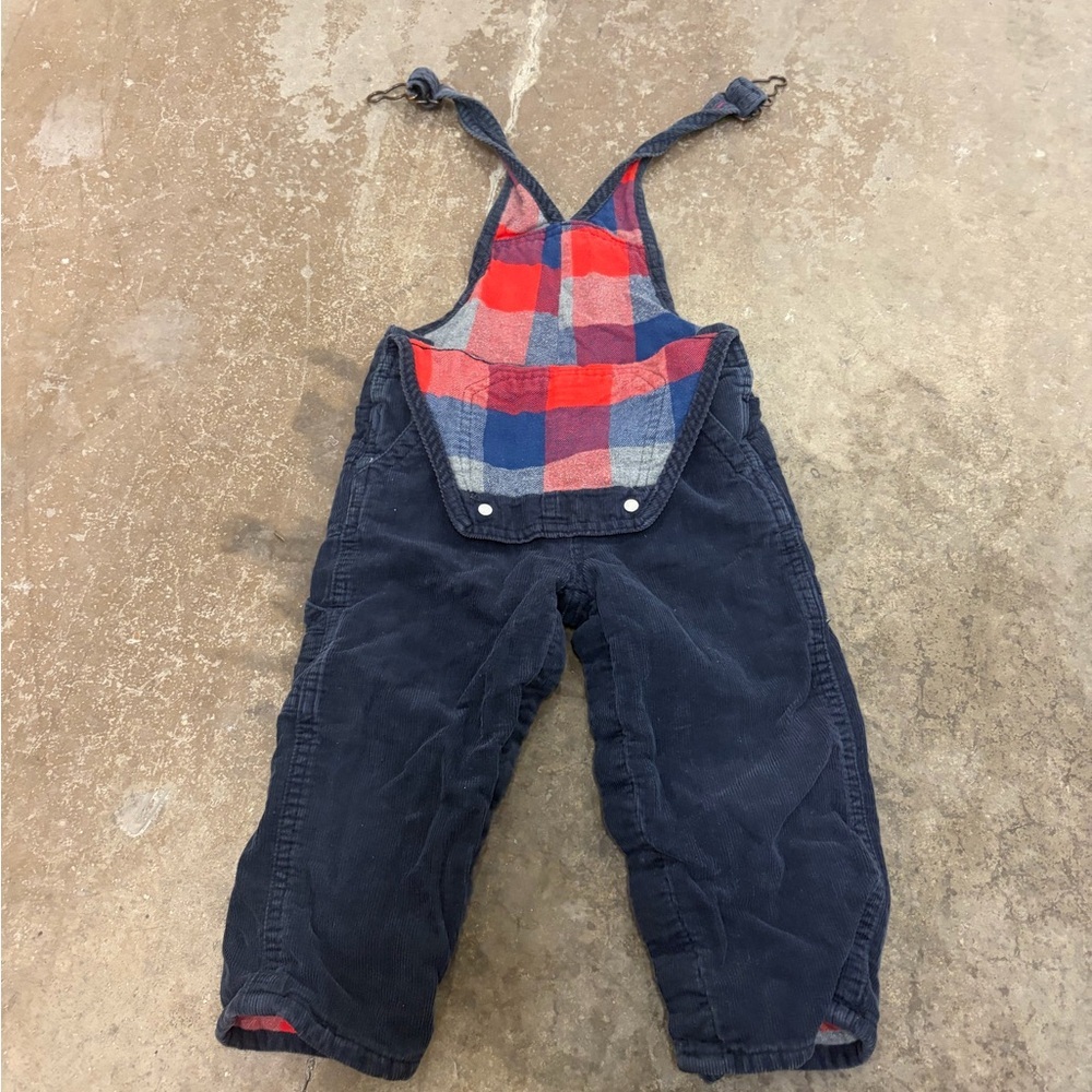 Osh kosh navy corduroy with Plaid inside Overalls kids 18m overalls